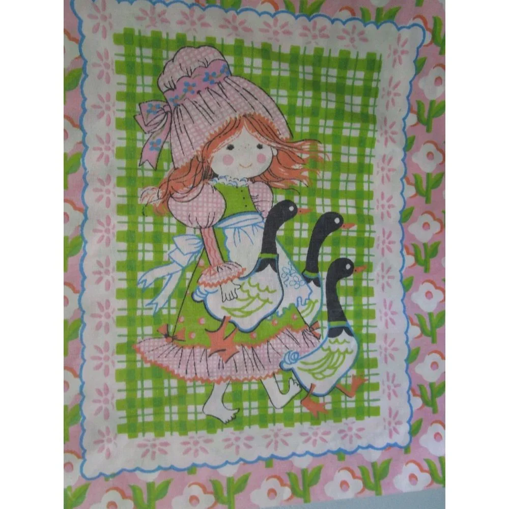 Katies Patchwork Girls Pillowcase Vintage 1970s Sears Girls Bedding Faded GUC - Picture 10 of 12